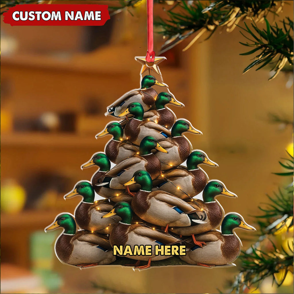 Personalized Acrylic Mallard Duck Christmas Tree Ornament - Custom Hunting Holiday Decoration