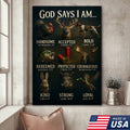God Says I Am Hunting Canvas, Christian Wildlife Wall Art with Deer, Turkey, Duck, and Moose