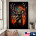 Patriotic Deer Wall Art Canvas – Cool Buck with Sunglasses and American Flag