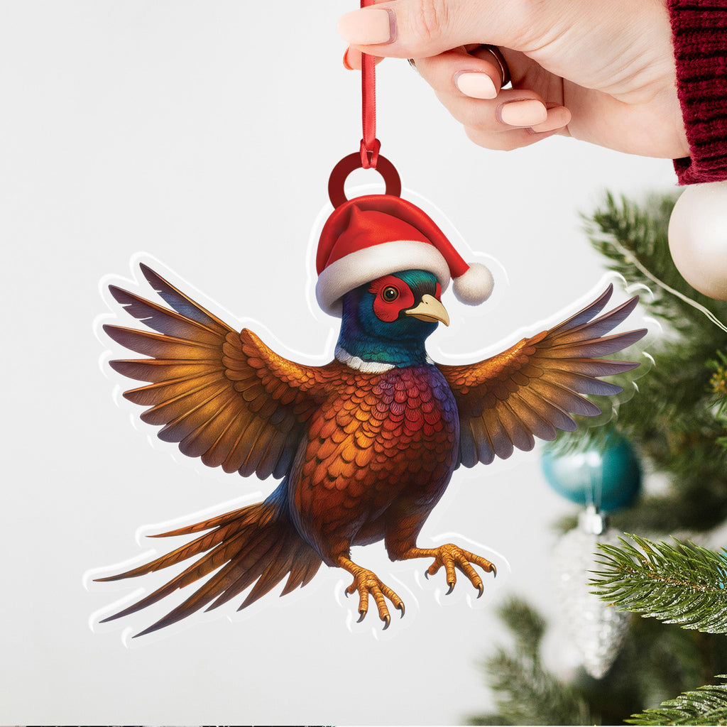 Christmas Pheasant Acrylic Christmas Ornament – Funny Hunting Bird Decor Gift for Hunters & Outdoor Lovers