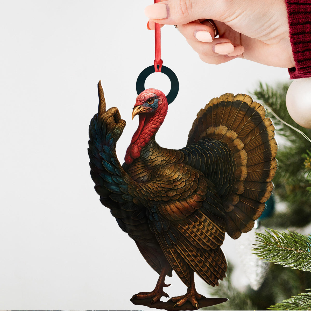 Personalized Funny Turkey Acrylic Ornament – Hilarious Christmas Decoration for Hunters