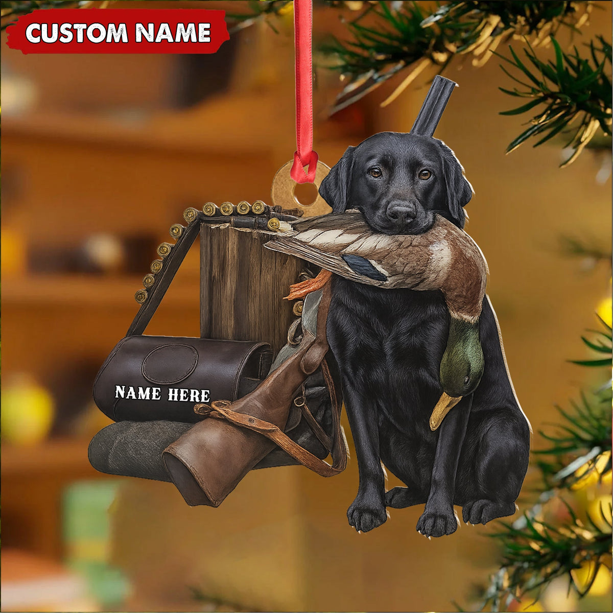 Personalized Duck Hunting Dog Ornament – Personalized Acrylic Christmas Decor for Hunters