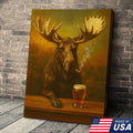 Moose Smoking & Drinking Canvas - Rustic Bar Wall Art Hunting Lodge & Man Cave Decor