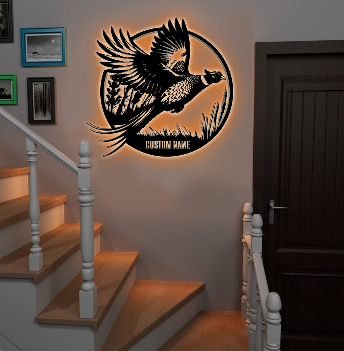 Personalized Pheasant WITH/WITHOUT Led Light Metal Sign – Custom Hunting Decor for Home