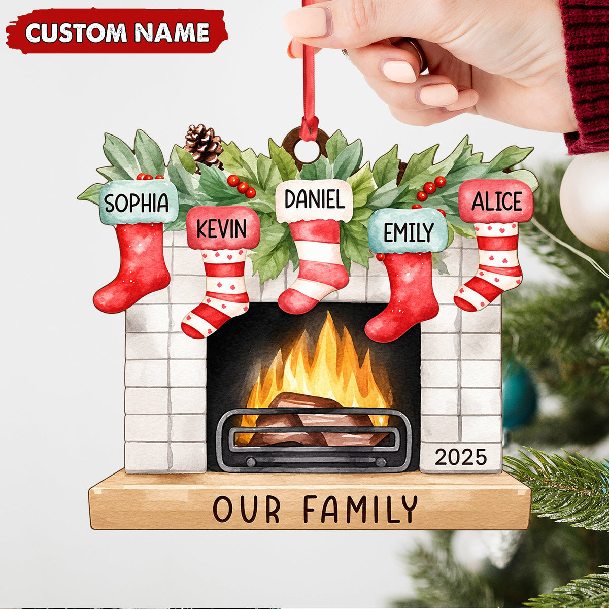 Personalized Family Christmas Ornament Custom Name Cozy Holiday Keepsake