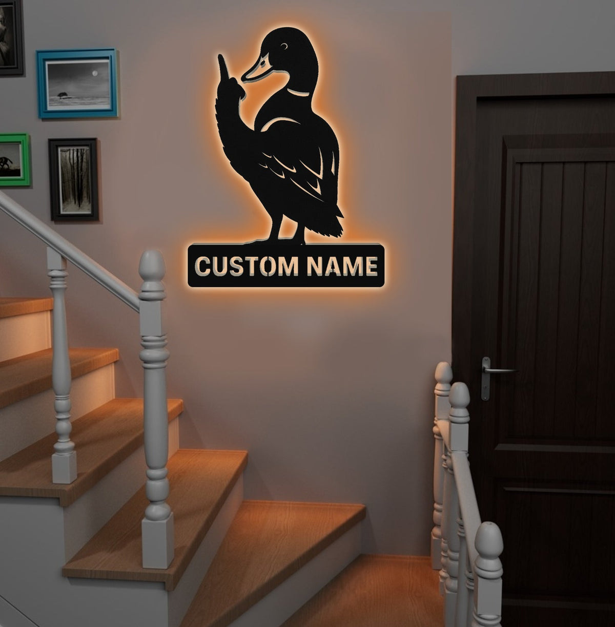 Personalized Funny Duck Metal Sign WITH LED/WITHOUT LED, Unique Hunting Cabin Wall Decor