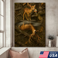 Whimsical Deer Reflection Canvas Art - Cute Fawn with Lollipop Forest Scene