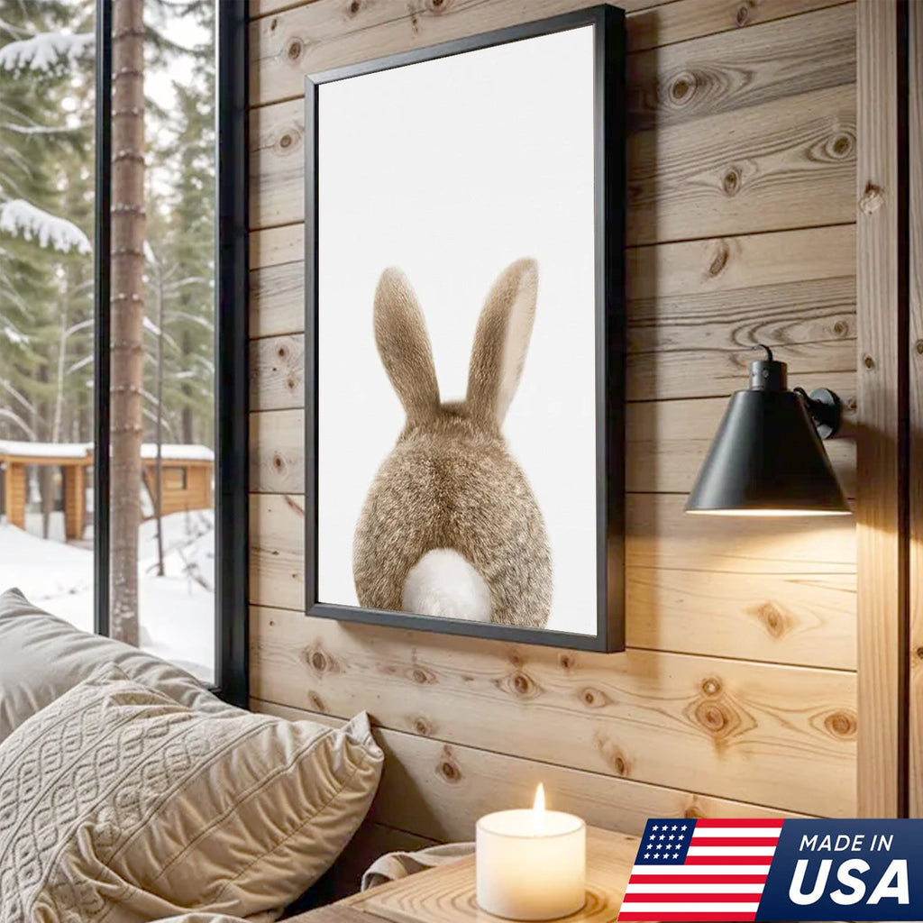 Cute Bunny Trio Wall Art Canvas Set, Minimalist Animal Nursery Illustration