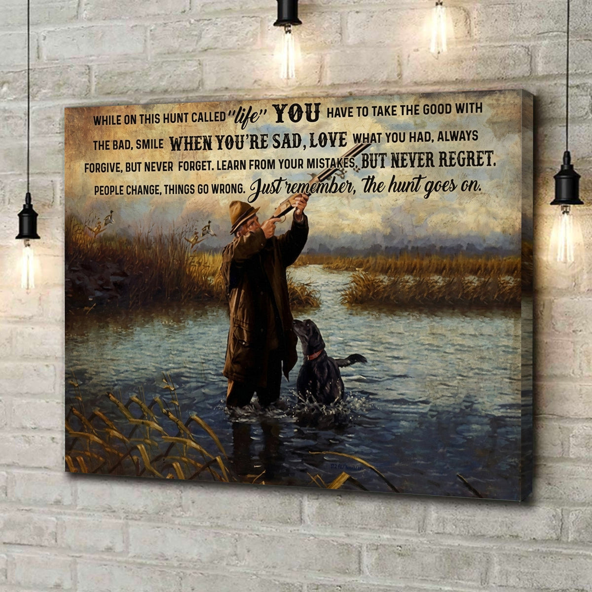 Hunting Life Canvas Wall Art – Motivational Hunting Quote Decor for Hunters