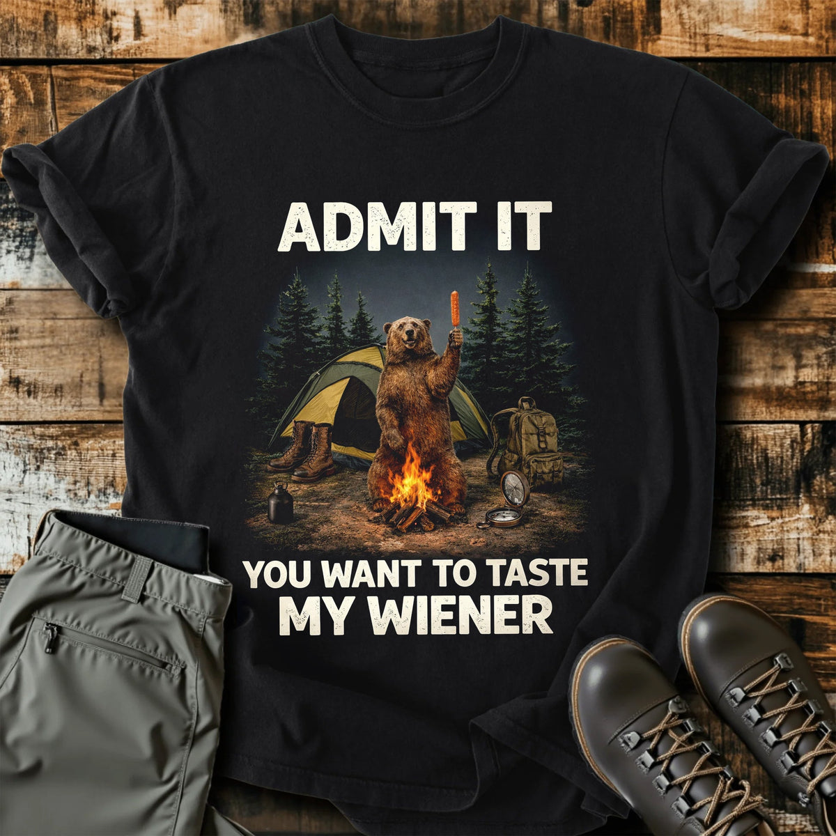 Funny Camping Bear T-Shirt product image 2