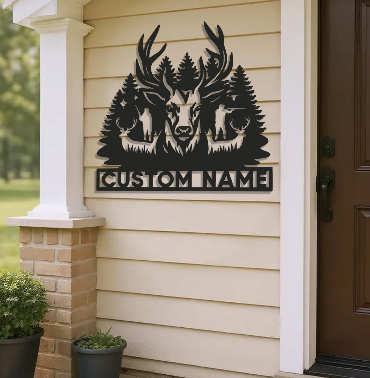 Personalized Deer Hunting Metal Sign WITH LED/WITHOUT LED – Rustic Cabin Wall Decor