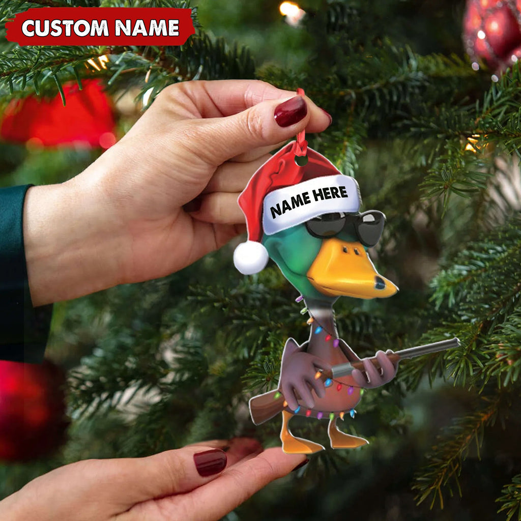 Personalized Funny Duck Hunting Acrylic Christmas Ornament – Custom Gift for Hunters & Outdoor Lovers
