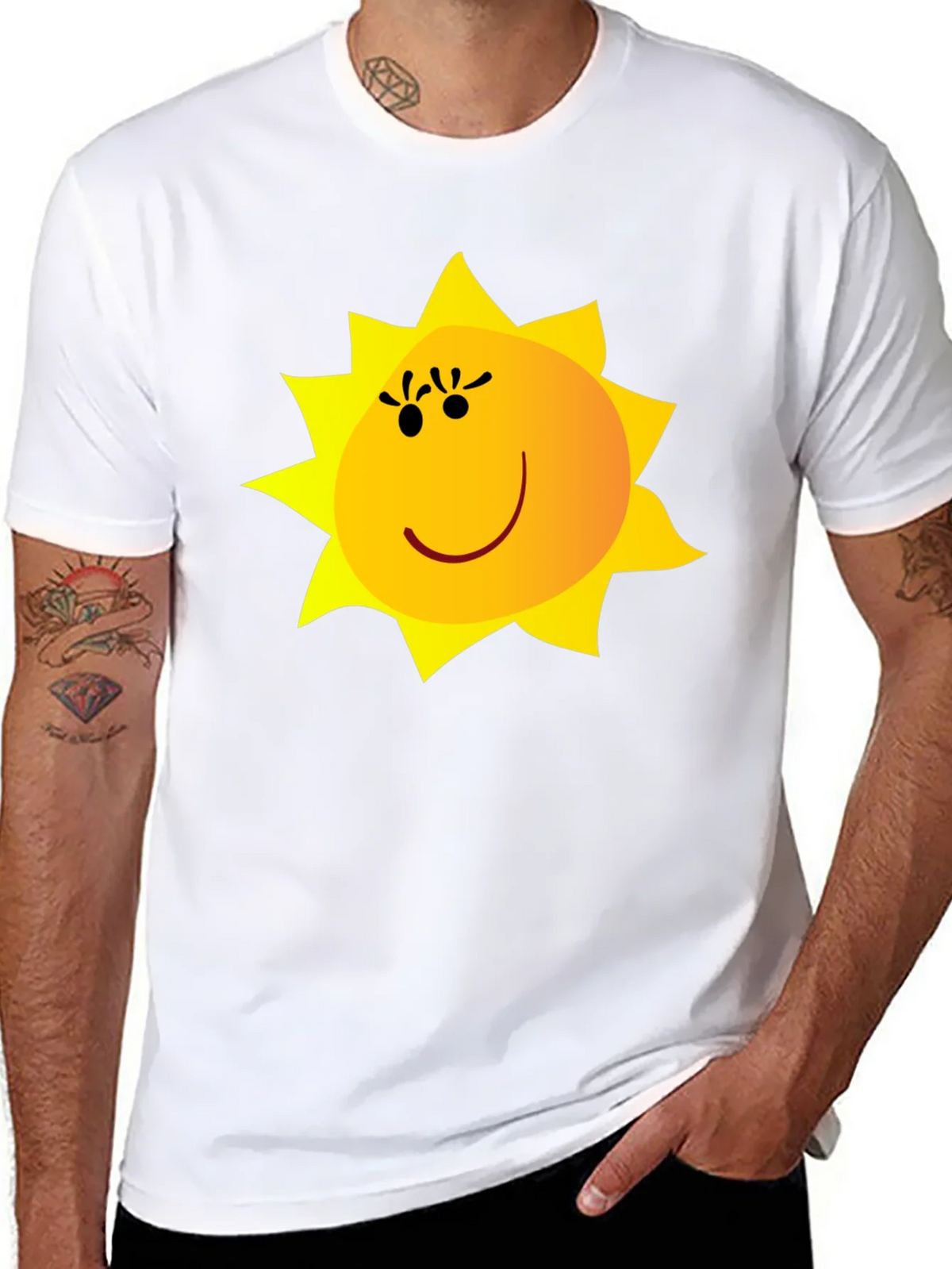 Happy Sun Graphic Tee - Black Cotton Blend product image 7