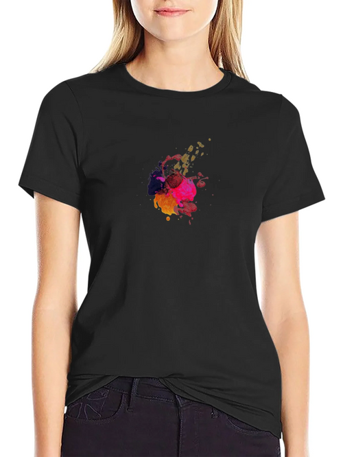 Abstract Color Splash Black T-Shirt product image 2