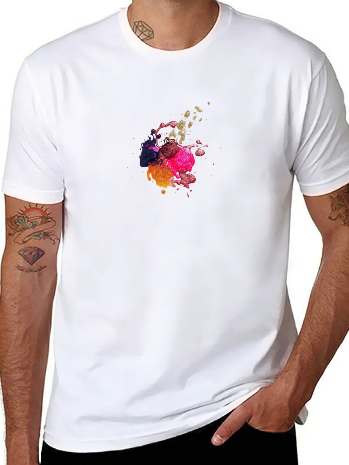 Abstract Color Splash Black T-Shirt product image 7