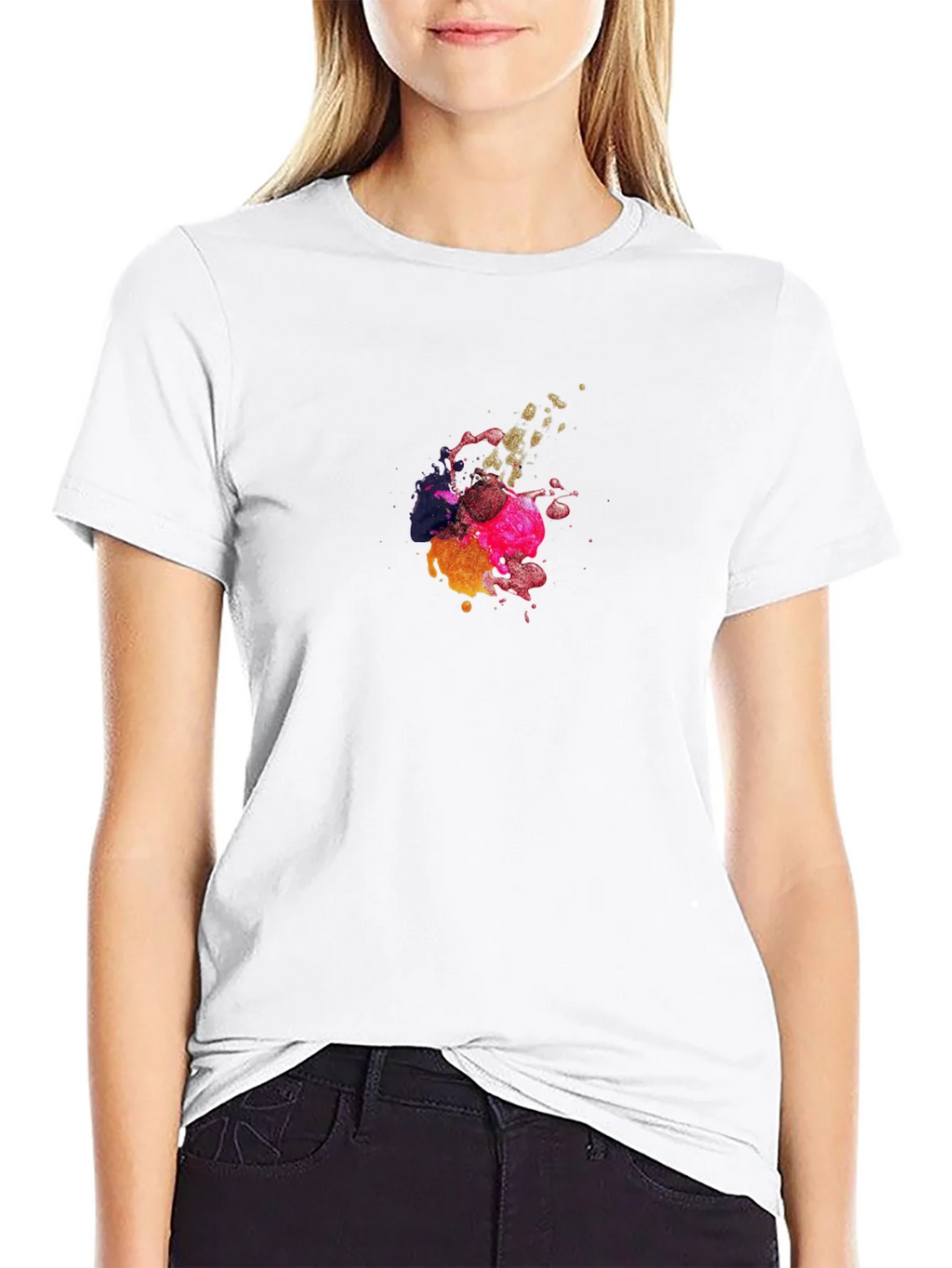 Abstract Color Splash Black T-Shirt product image 8