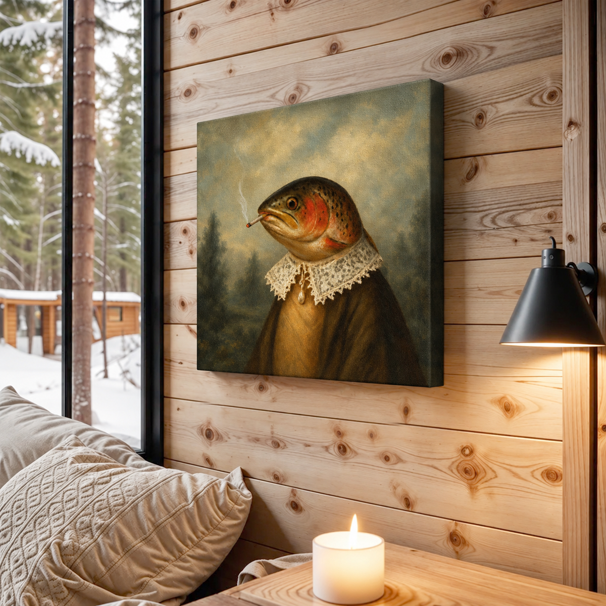 Vintage Smoking Trout Canvas
