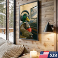 Funny Gamer Duck Canvas Wall Art, Mallard With Headphones and Soda