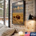 Buffalo Bison Canvas Wall Art, Grand Teton Mountain Landscape Print