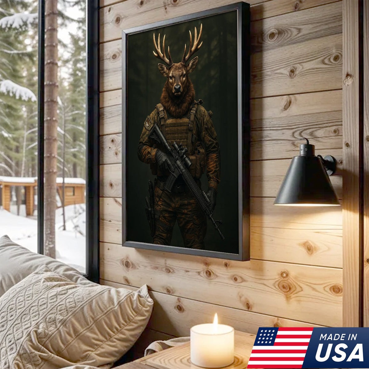 Tactical Deer Canvas Art – Elite Antlered Warrior in Combat Gear