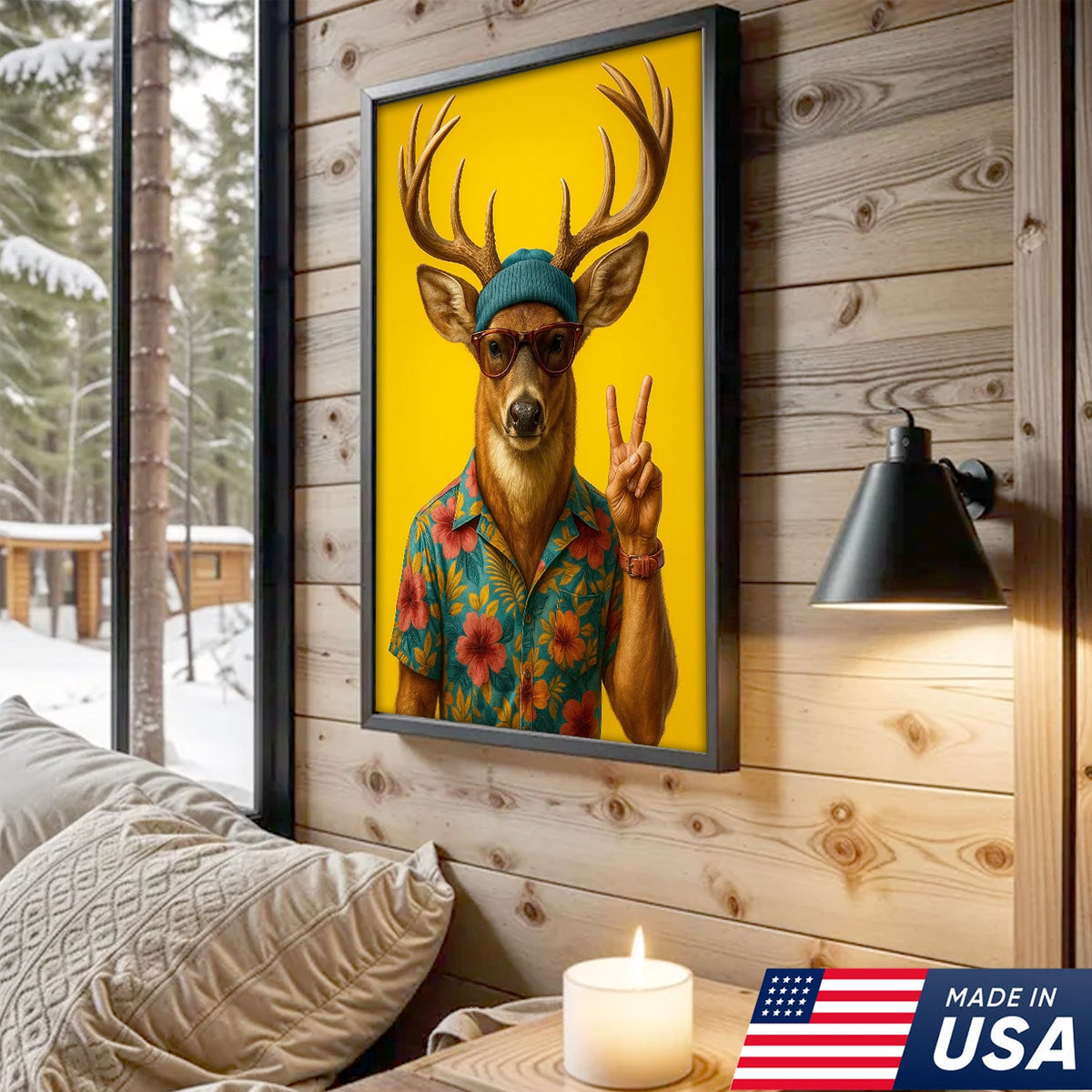 Cool Deer with Hawaiian Shirt Wall Art – Funny Animal product image 8