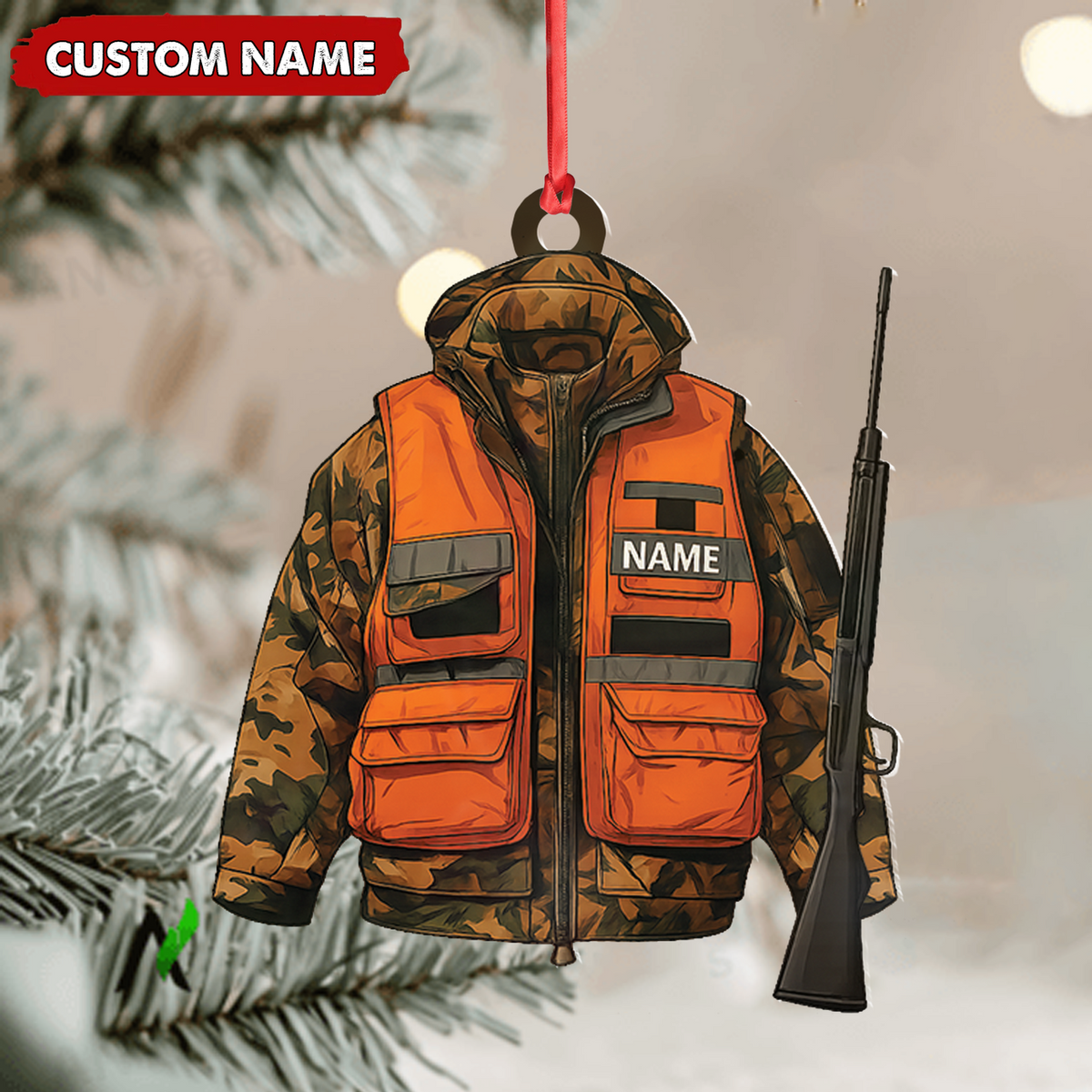 Personalized Hunter Ornament – Custom Camo Jacket Christmas product image 7