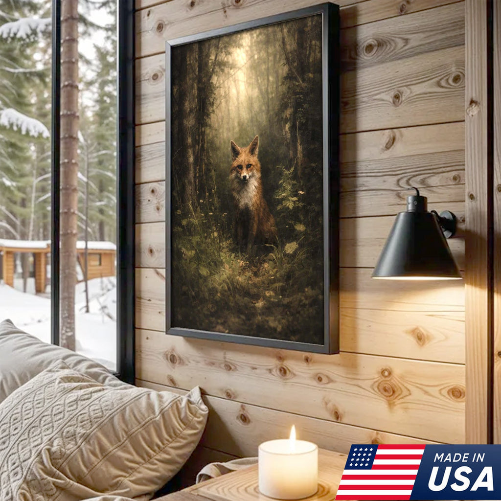 Enchanted Forest Fox Canvas Wall Art, Mystical Woodland Animal Portrait