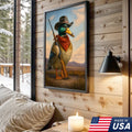 Cowboy Duck with Rifle Canvas Wall Art, Funny Western Hunter Decor for Lodge or Cabin