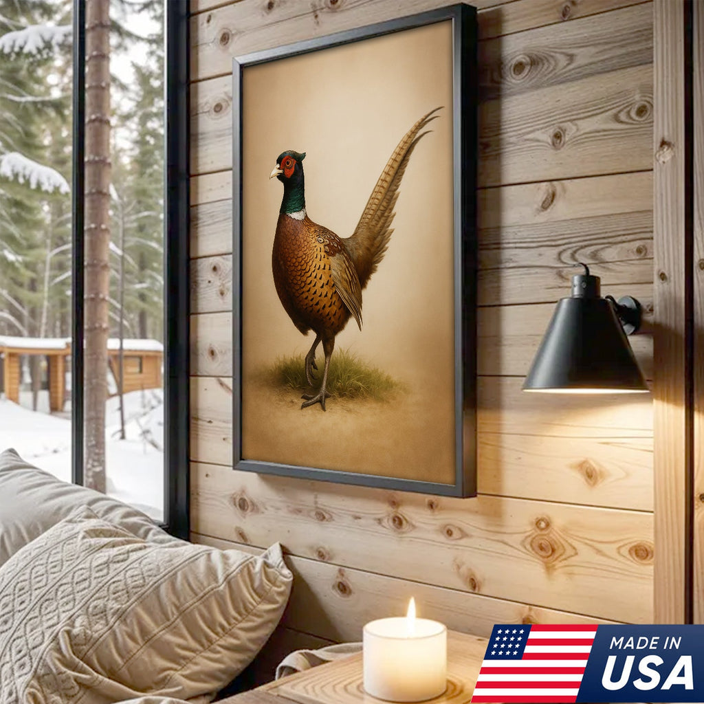 Pheasant Wall Art – Rustic Hunting Bird Canvas Print for Cabin, Lodge & Farmhouse Decor