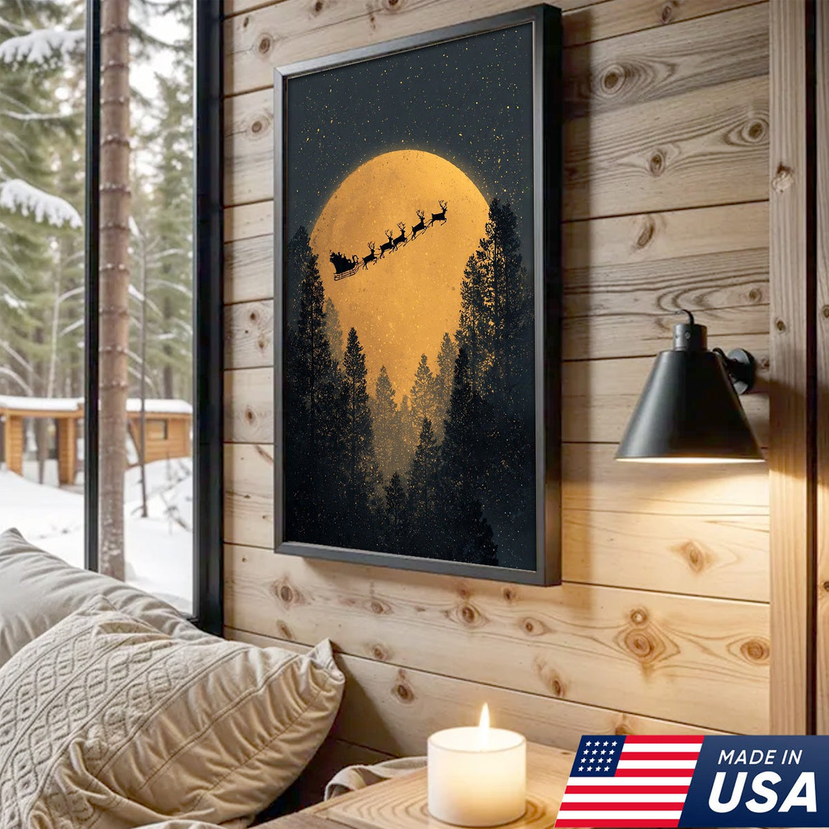 Golden Moon Santa Canvas