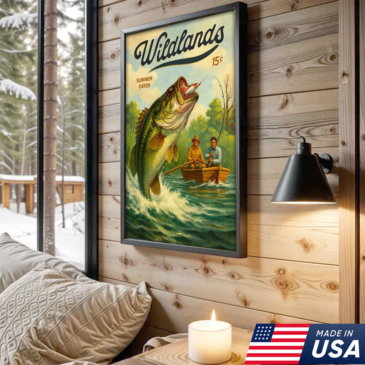 Set Of 3 Vintage Hunting & Fishing Canvas Wall Art Set – Rustic Lodge Decor Gift for Hunters & Anglers