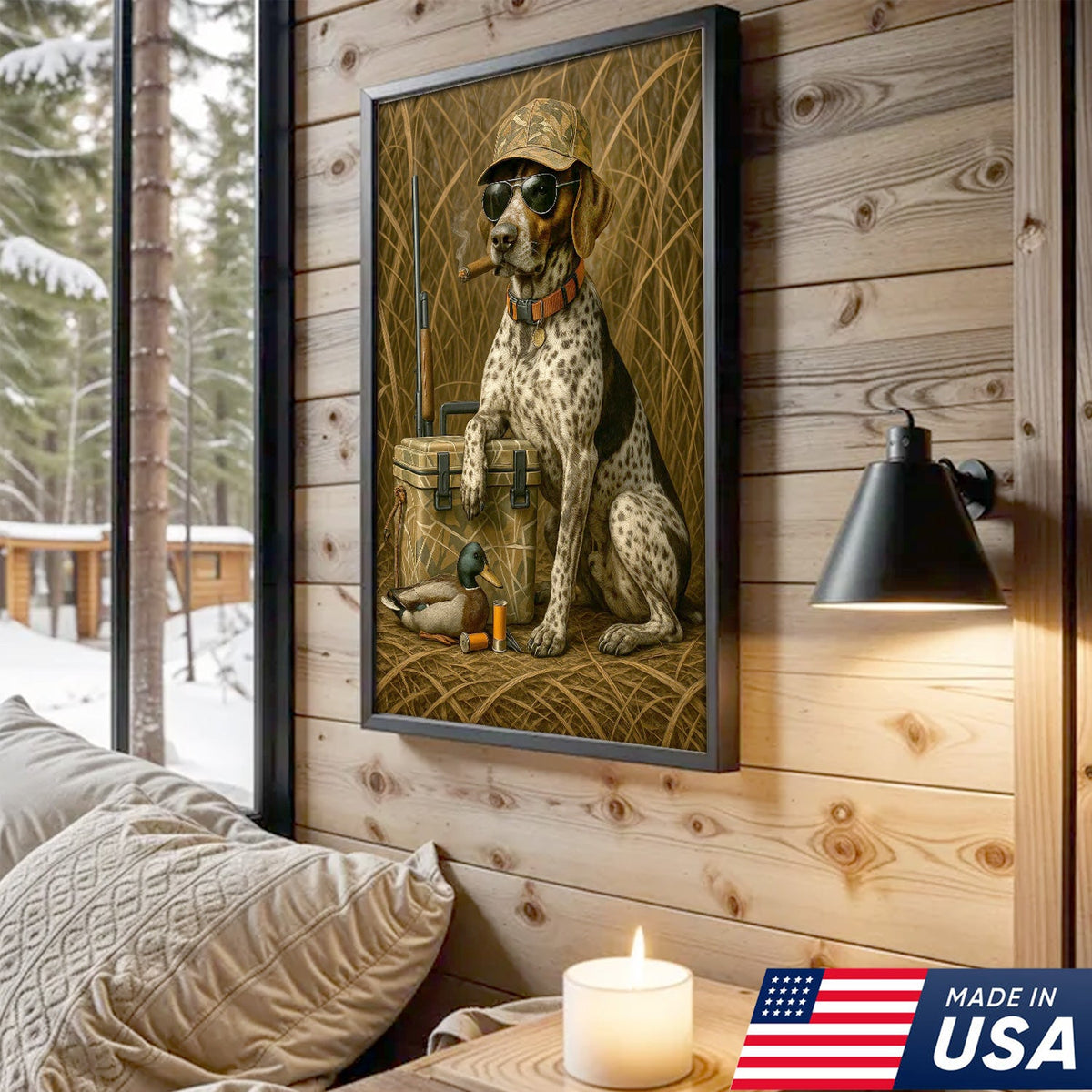 Hunting Dog Canvas Wall Art, Duck Hunter Retriever with Gear