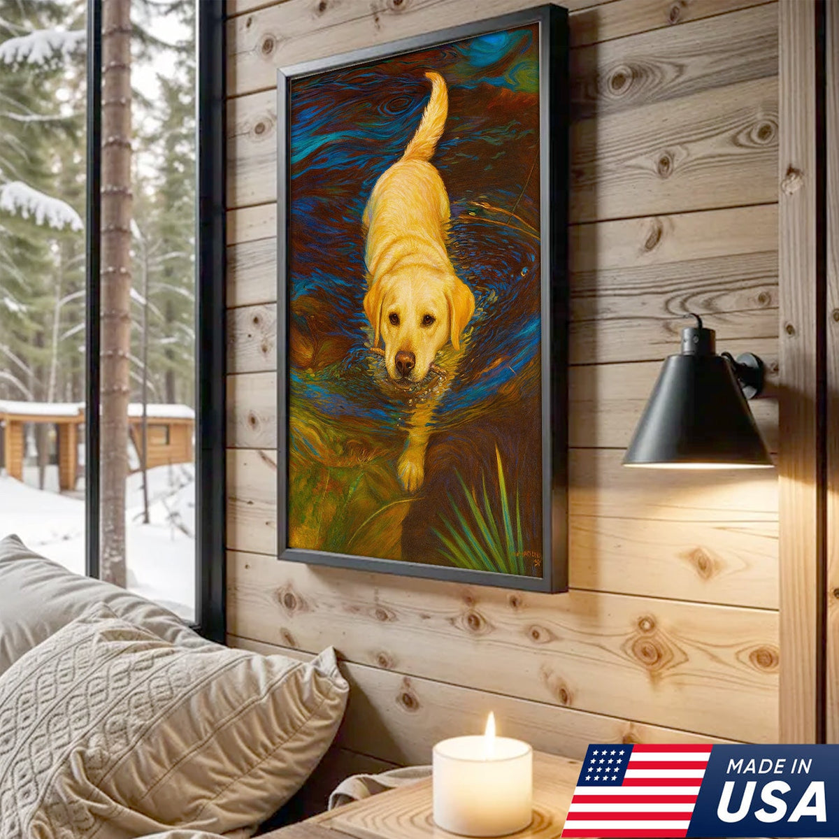 Yellow Labrador Retriever Wall Art – Dog Lover Gift, Pet Decor Canvas for Home & Cabin Style