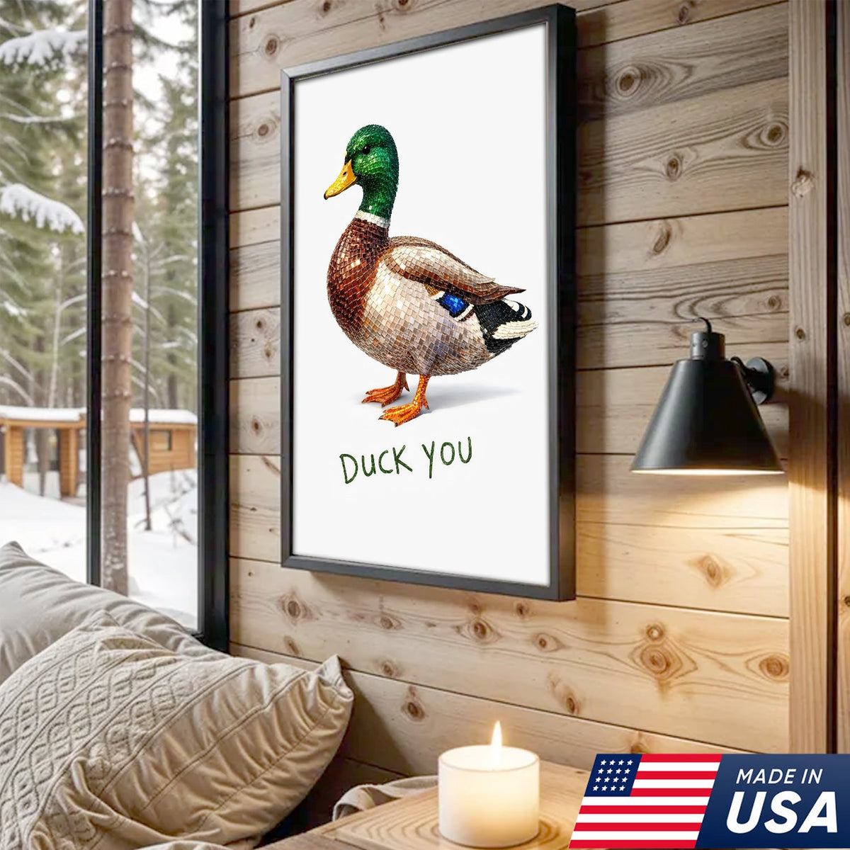 Funny Duck Canvas Wall Art – “Duck You” Sarcastic Animal Decor for Home or Office