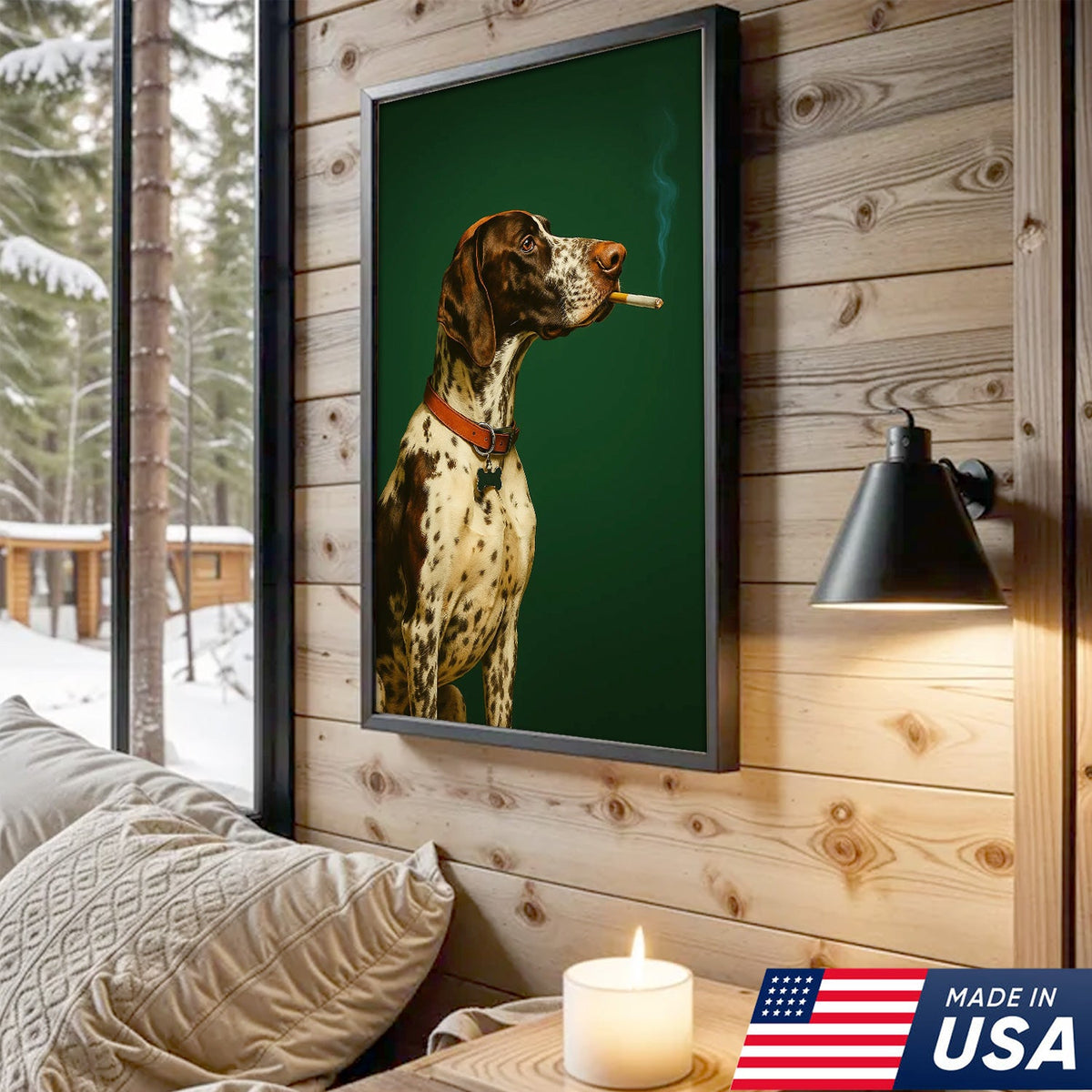 Funny Dog Canvas Wall Art, German Shorthaired Pointer Portrait