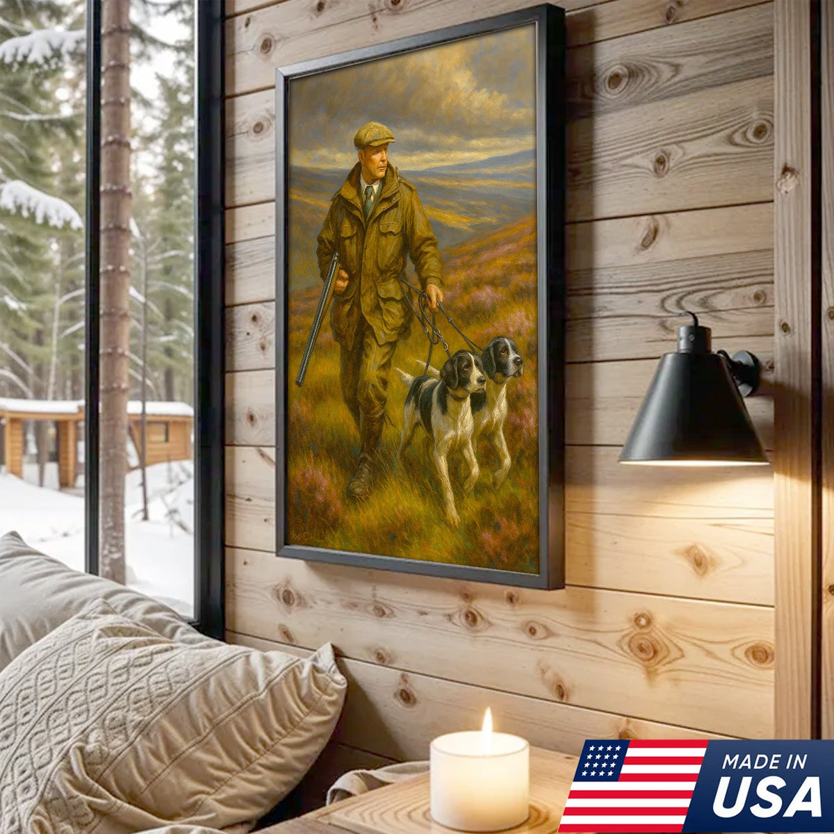 Upland Hunter With Hunting Dogs Canvas – Classic Field Sport Wall Art, Rustic Lodge Decor Gift