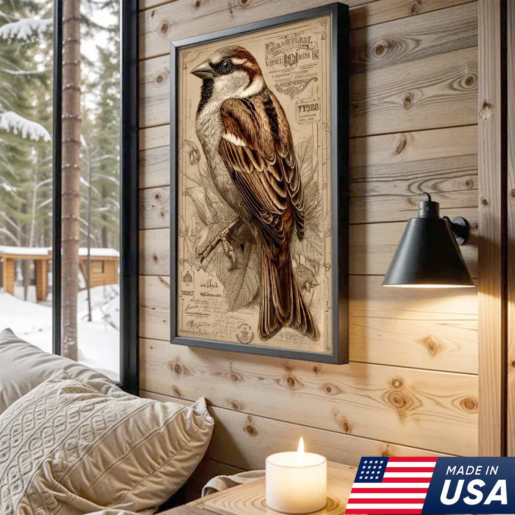 Vintage Sparrow Elegance Canvas