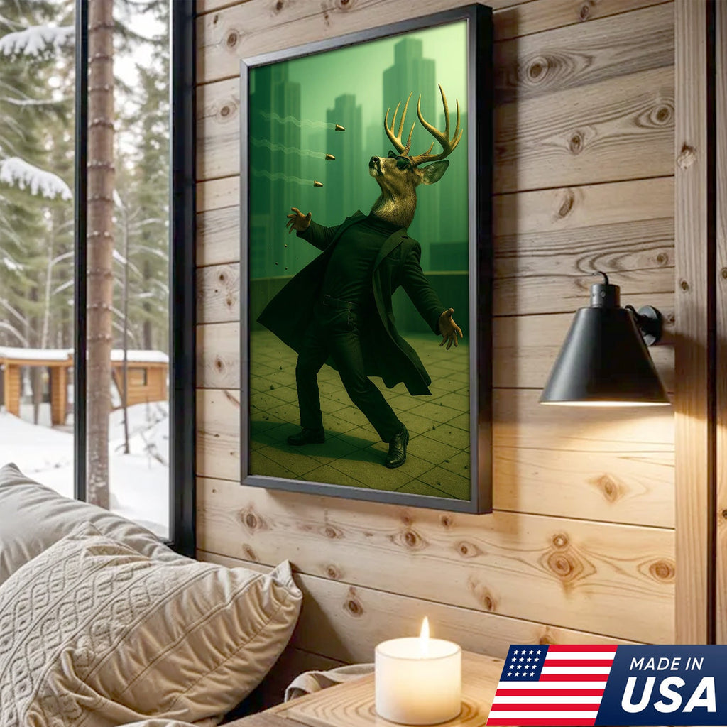 Cool Deer Wall Art Canvas, Buck Dodging Bullets in Long Coat product image 2