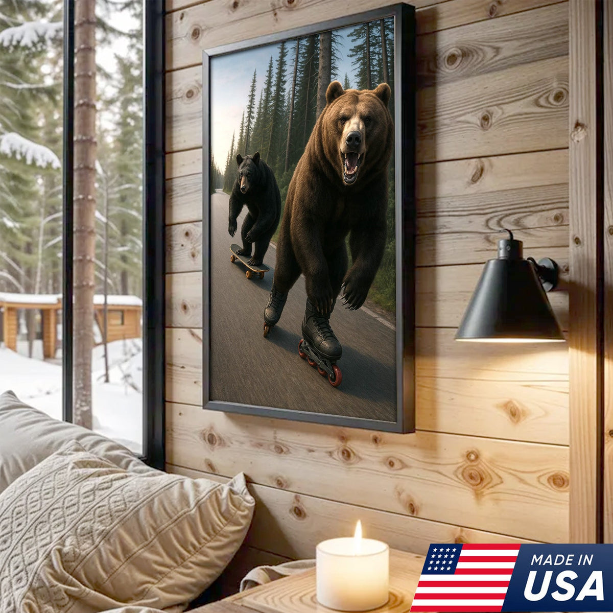 Skating Bears Canvas Art – Funny Bears on Skateboards & Rollerblades