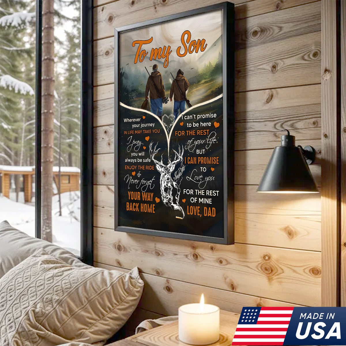 Personalized To My Son Hunting Canvas Wall Art – Gift from Dad to Son, Hunting Deer Canvas