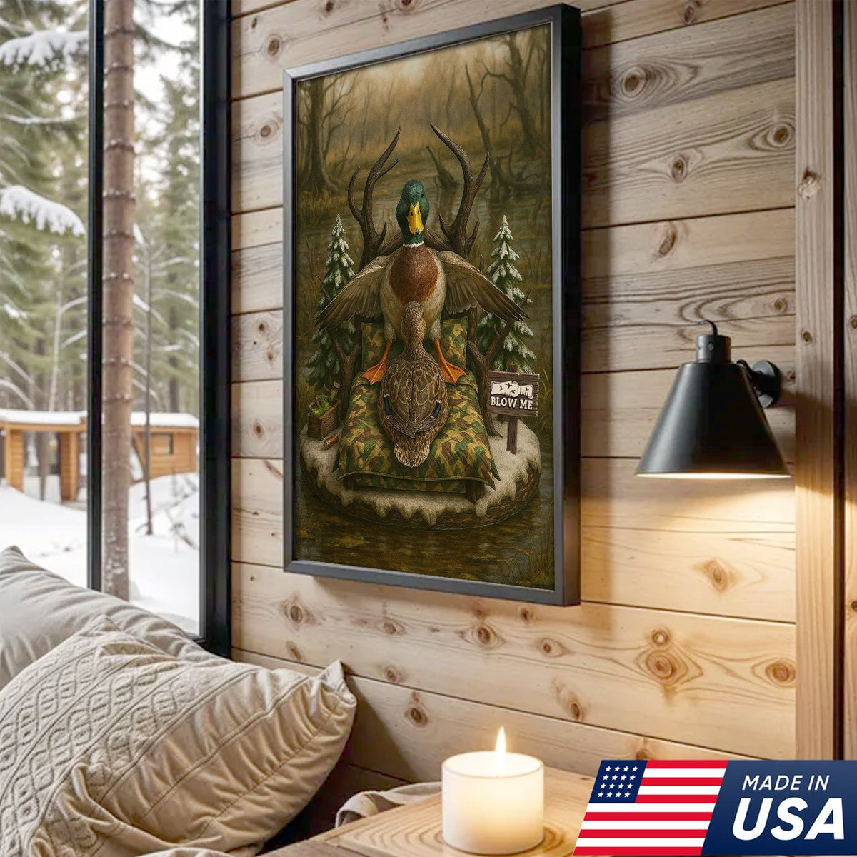 Funny Duck Hunting Canvas, Mallard Lover Wall Art, Humorous Waterfowl Decor for Hunters