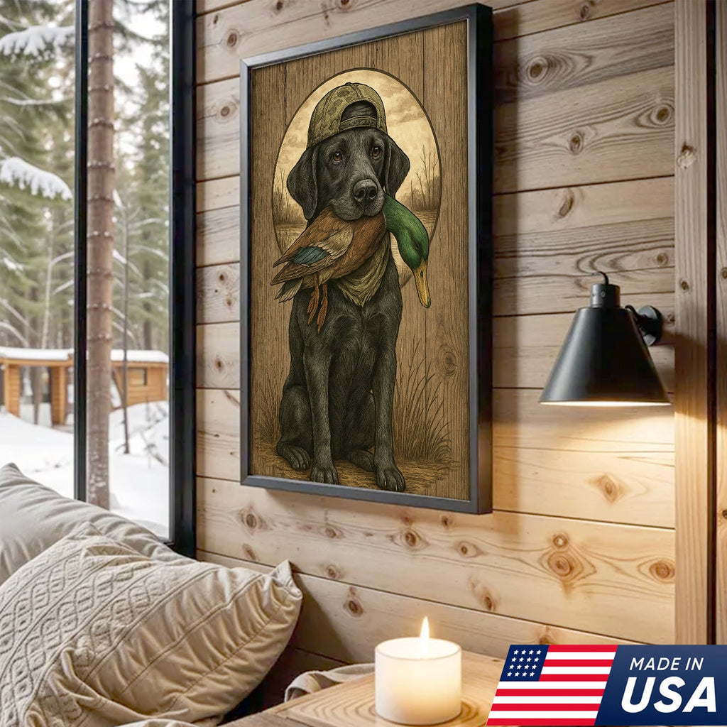 Duck Hunting Dog Still Life Canvas – Rustic Cabin Wall Art for Hunters & Outdoorsmen