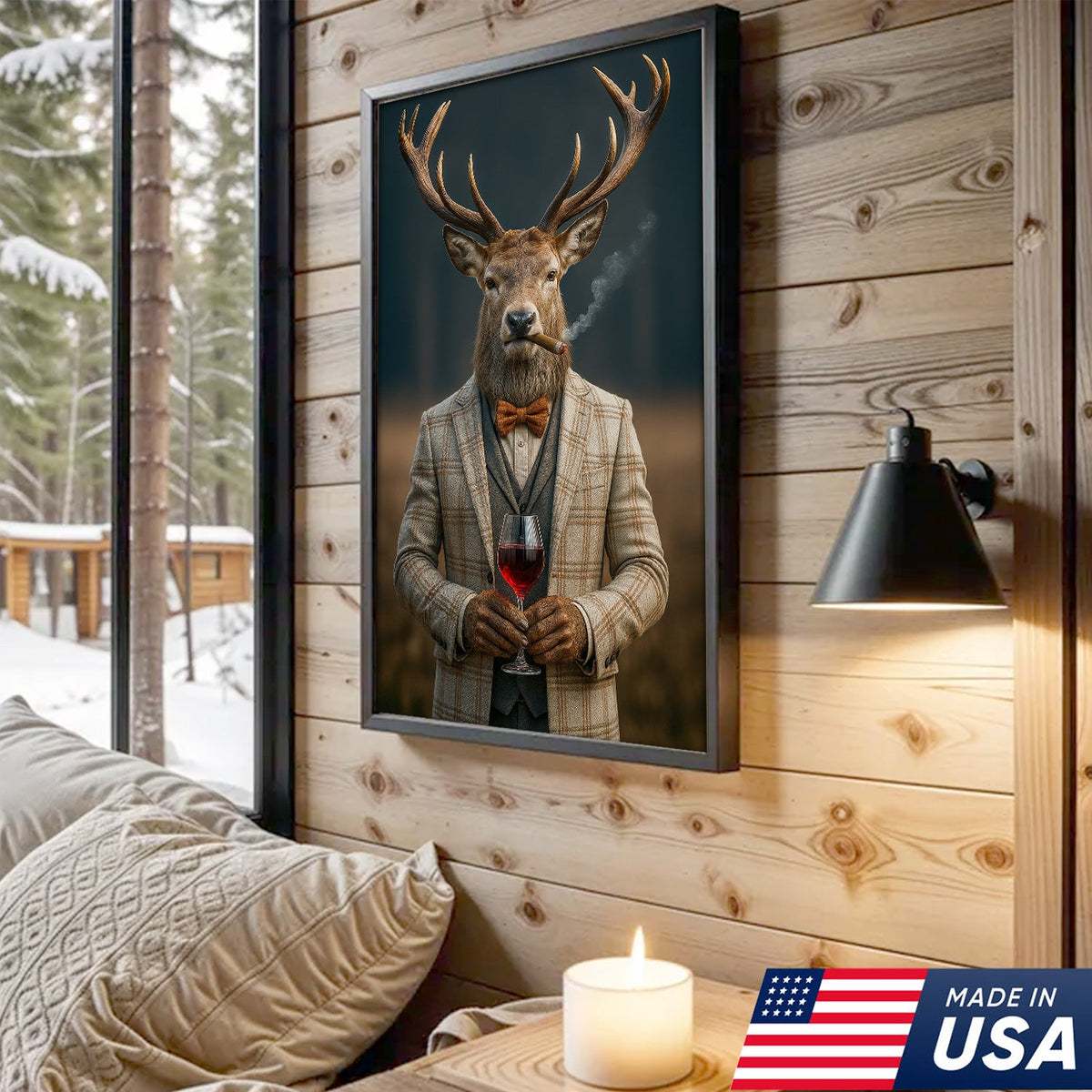 Gentleman Deer Portrait Canvas – Rustic Lodge Wall Art for Hunters & Outdoorsmen