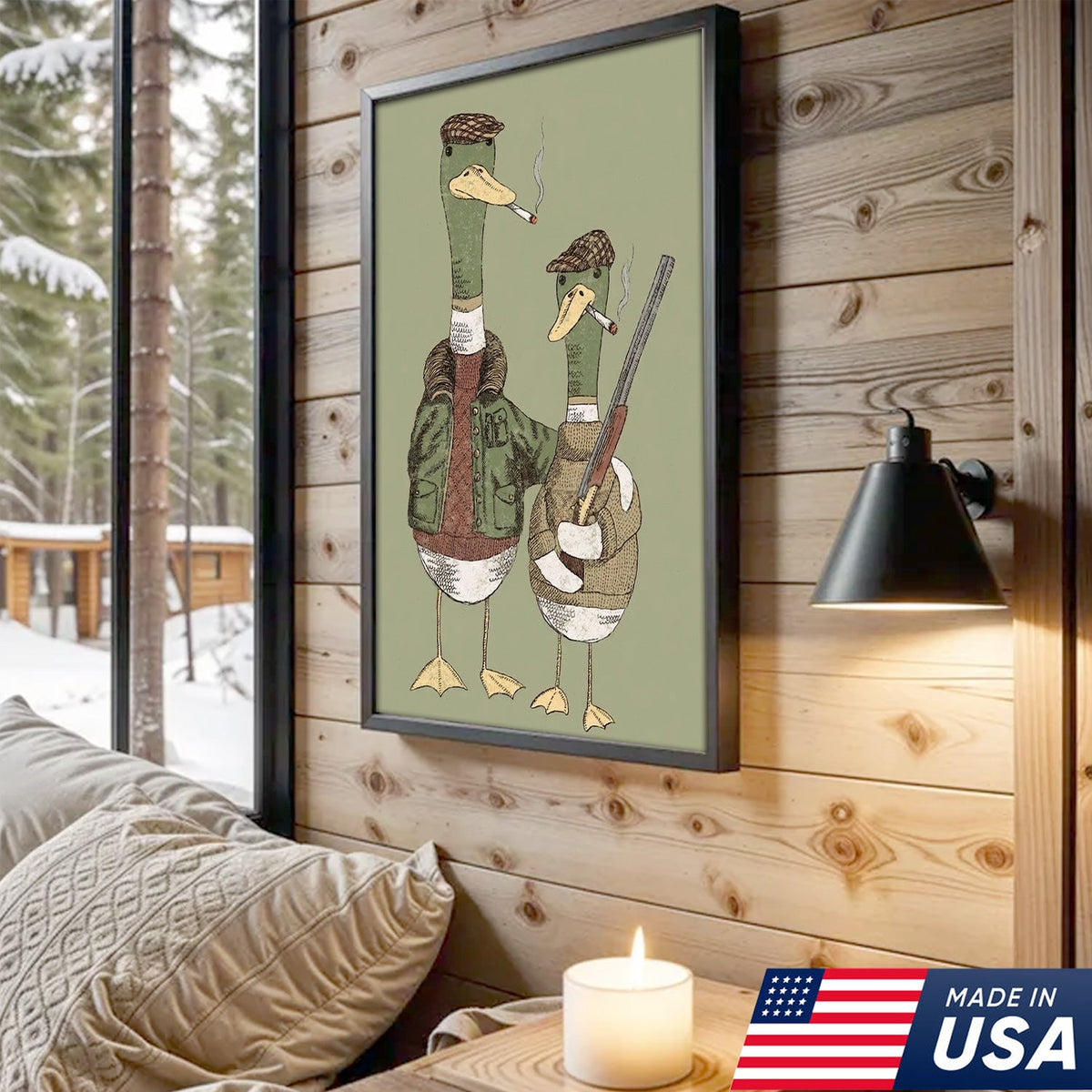 Funny Hunting Duck Wall Art, Duck Hunter Canvas, Gift for Hunter