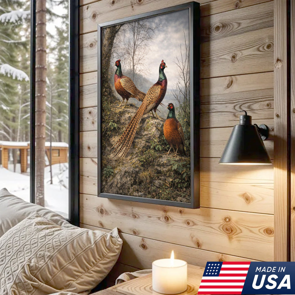 Pheasant Hunting Canvas Wall Art – Upland Bird Hunting Decor for Hunter Home