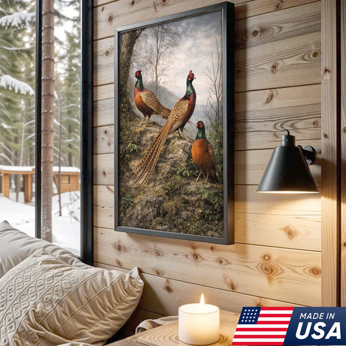 Pheasant Hunting Canvas Wall Art – Upland Bird Hunting Decor for Hunter Home