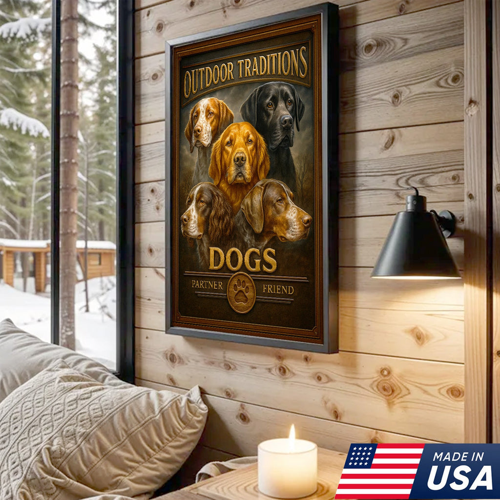 Outdoor Traditions Hunting Dog Canvas Wall Art – Rustic Cabin Decor & Gift for Hunters