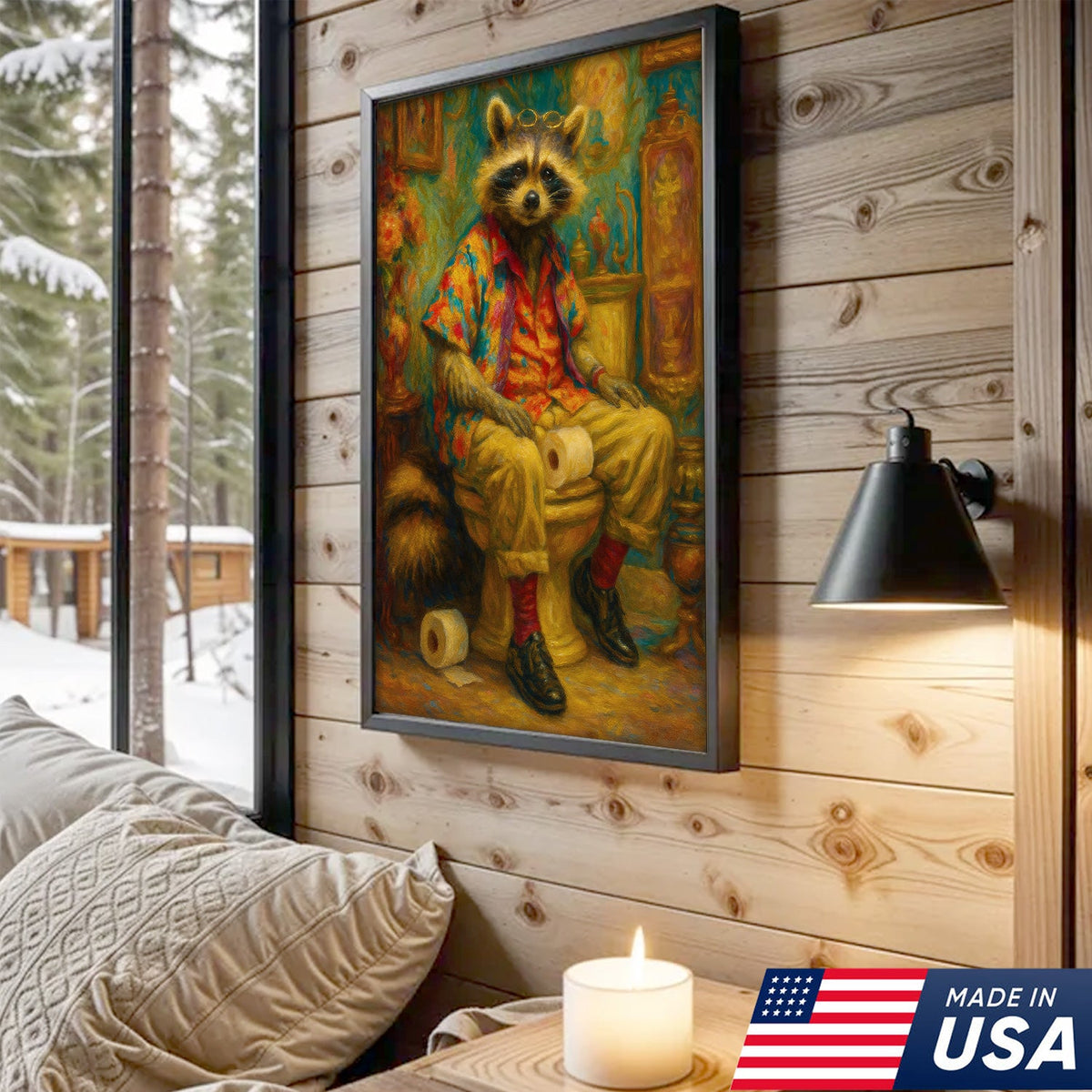 Funny Raccoon on Toilet Canvas Wall Art – Hawaiian Shirt product image 7