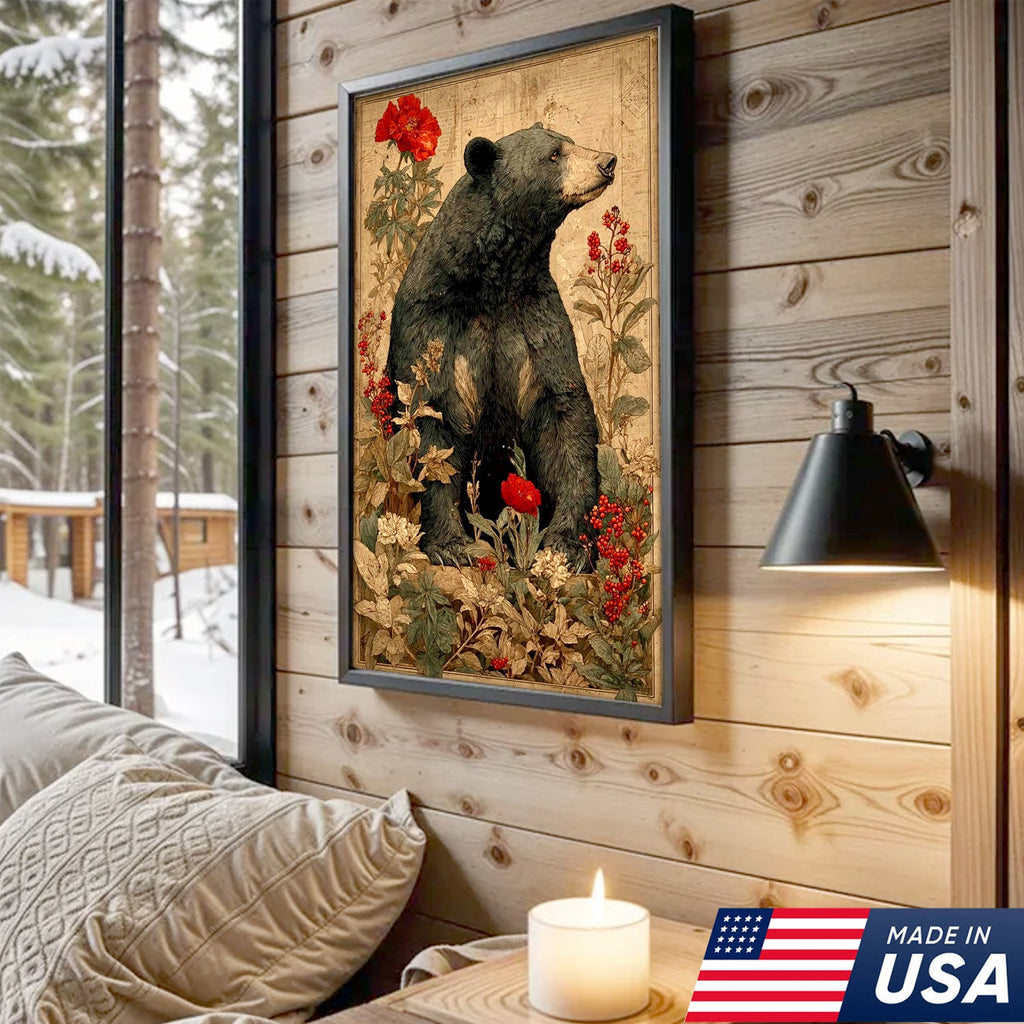 Botanical Black Bear Canvas