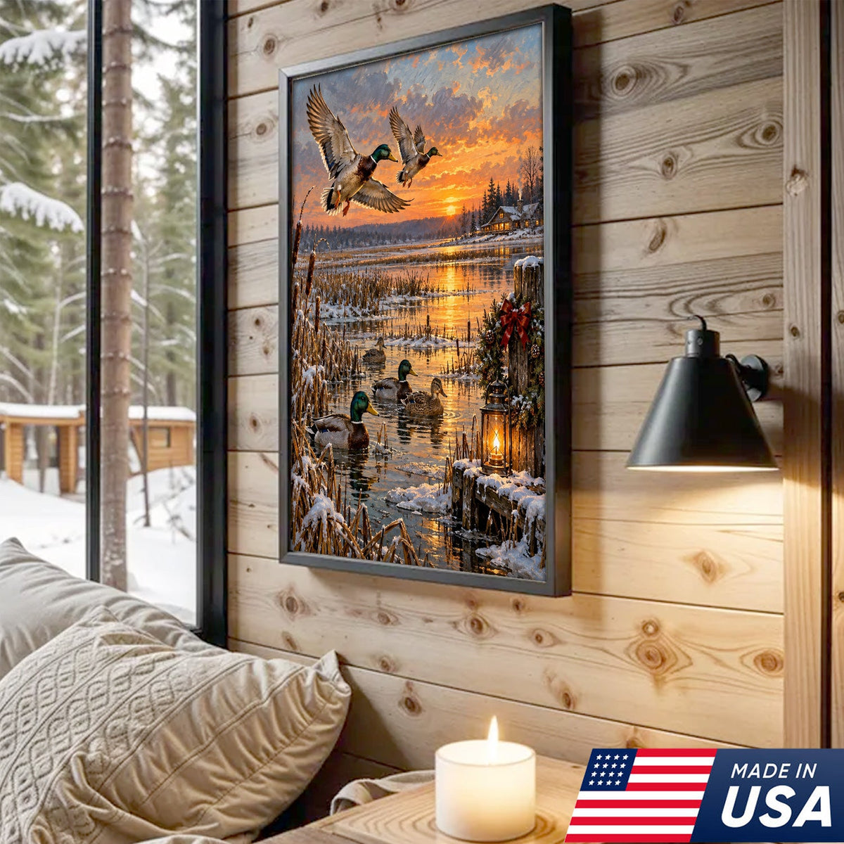 Christmas Mallard Sunset Canvas
